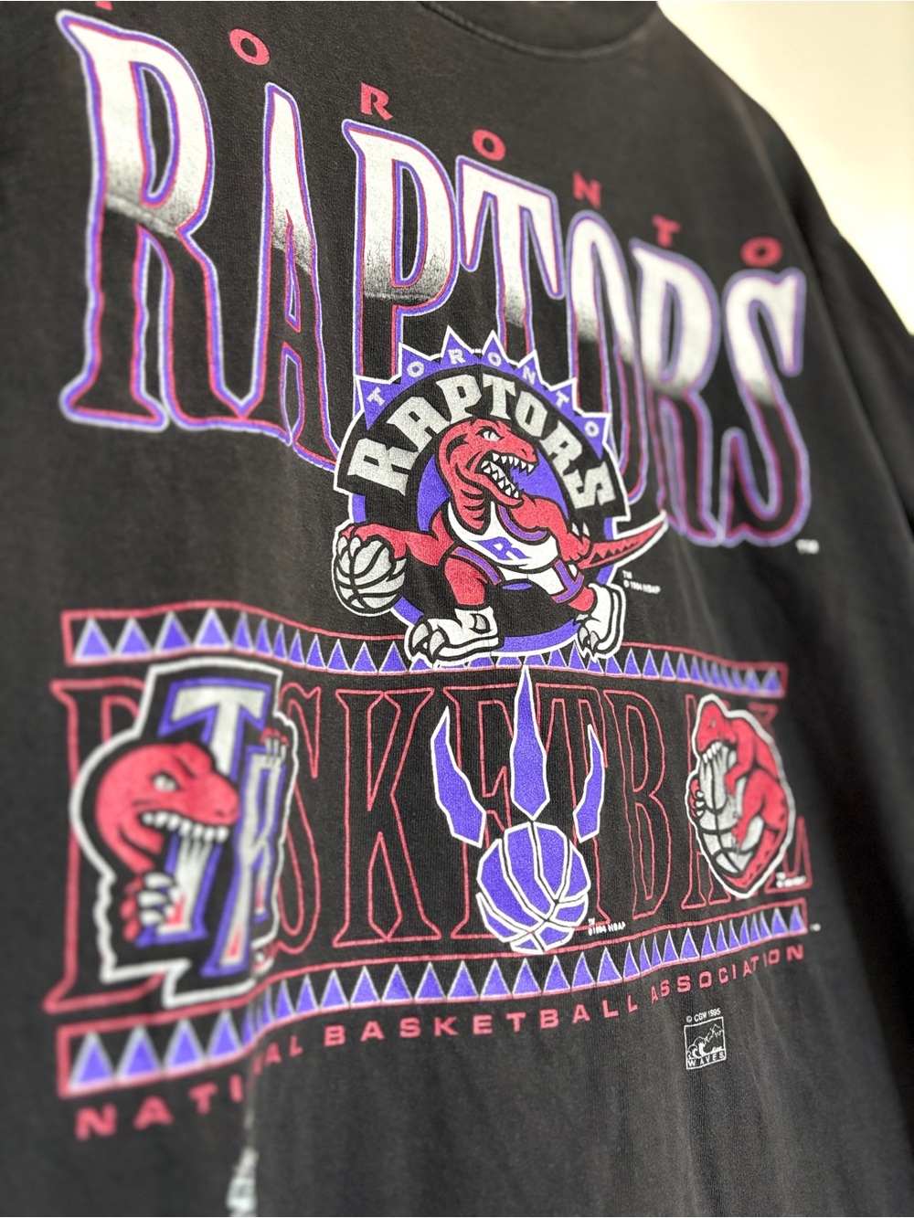 Vintage 1995 Toronto Raptors NBA Inaugural Season Tee - Waves Tag